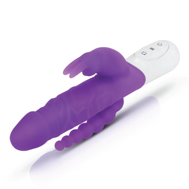 Rabbit Essentials Slim Shaft Rabbit Vibrator with Rotating Beads Purple