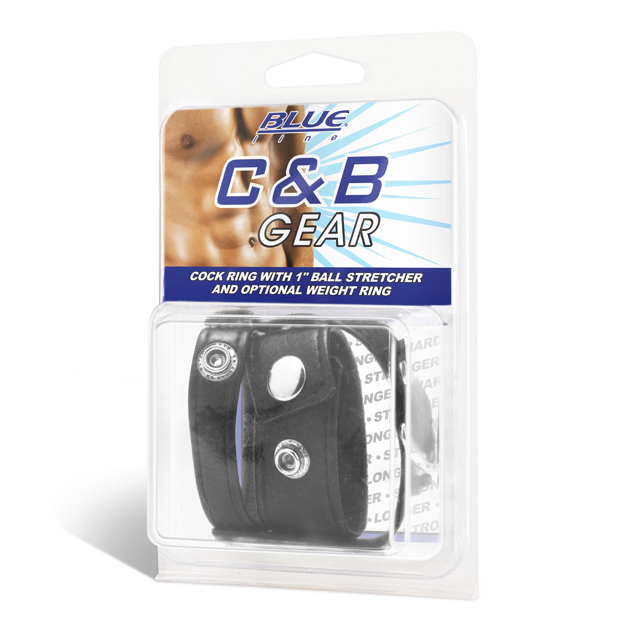 Blue Line Men Cock Ring With 1" Ball Stretcher & Optional Weight Ring