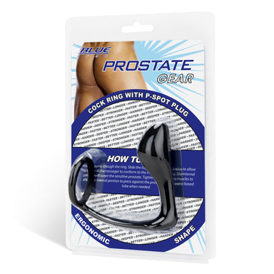 Blue Line Men Cock Ring with Prostate Pleasure Plug