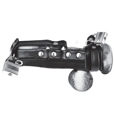 Blue Line Men Gimp Cock Locking Chastity Sheath with Double Metal Cock Ring