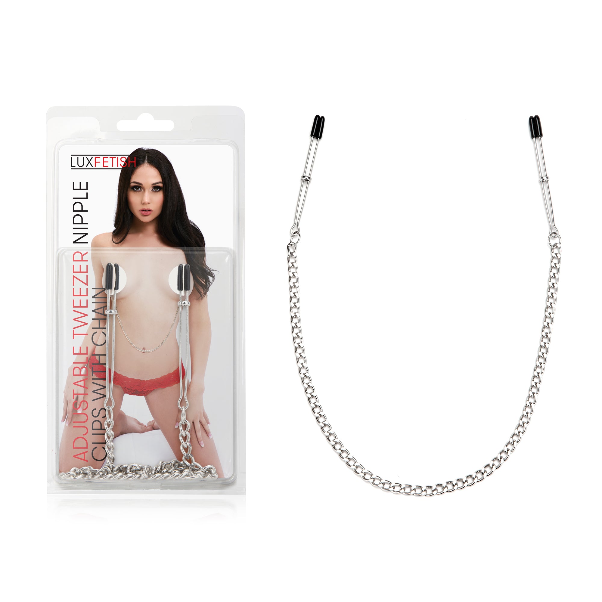 Lux Fetish Adjustable Tweezer Nipple Clips With Chain