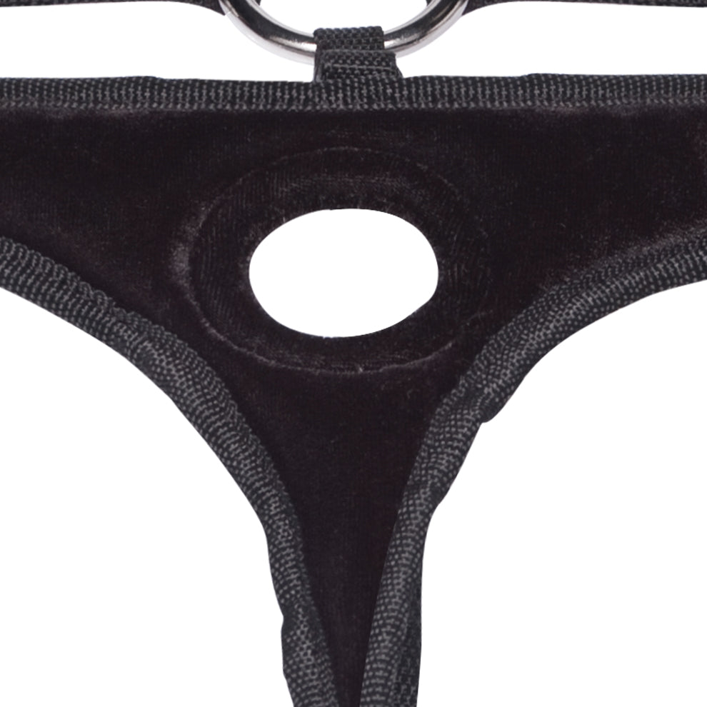 Lux Fetish Black Velvet Bikini Strap-on Harness