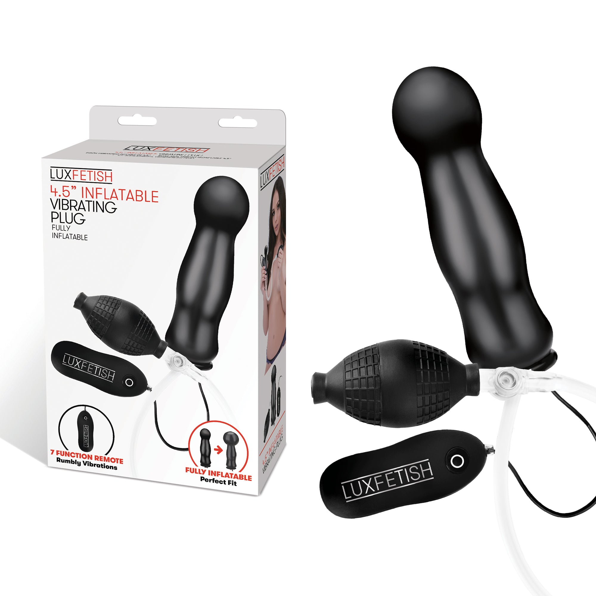 Lux Fetish 4.5 Inches Inflatable Vibrating Butt Plug