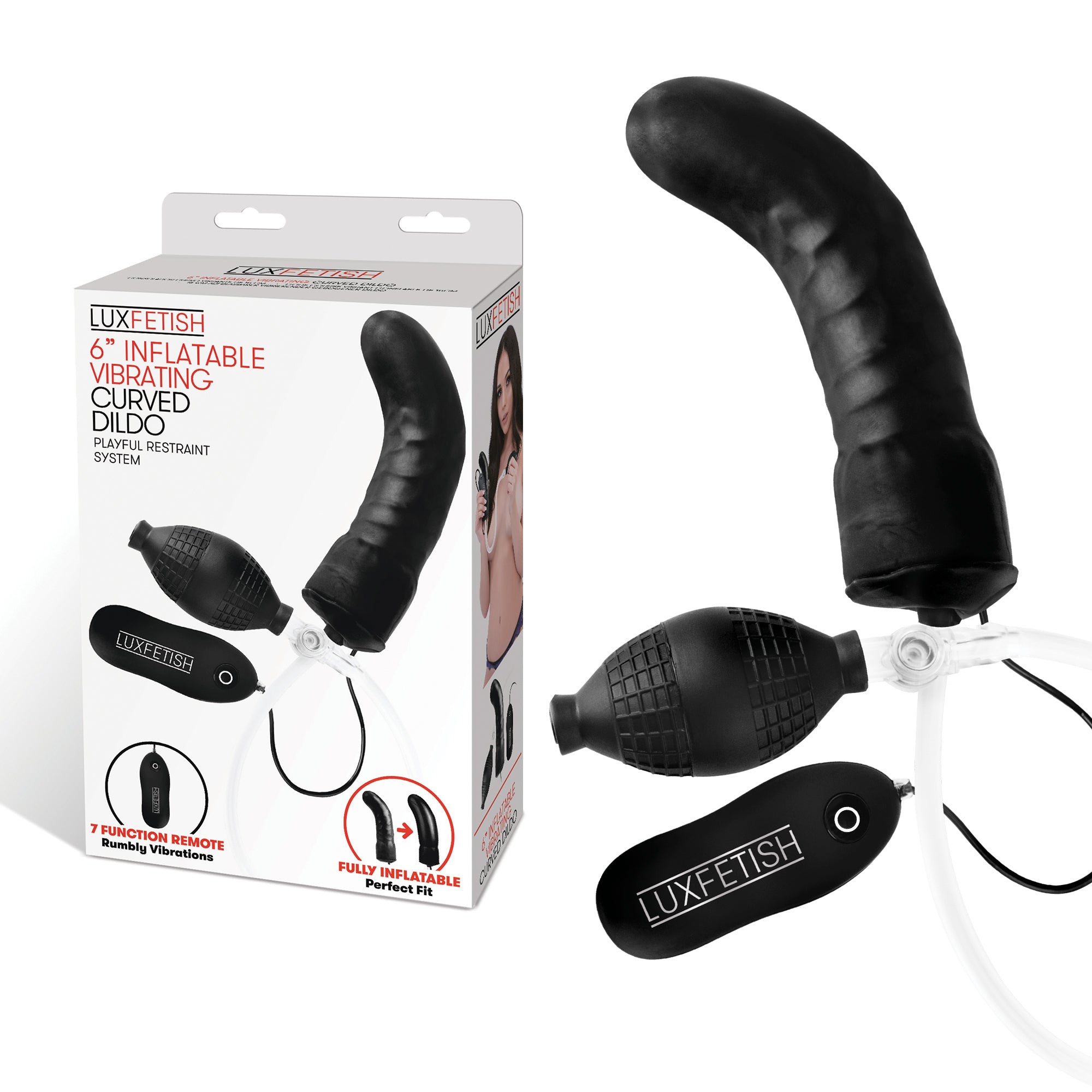 6" Inflatable Vibrating Curved Dildo | Lux Fetish 6" Inflatable Vibrating Curved Dildo | Lux Fetish