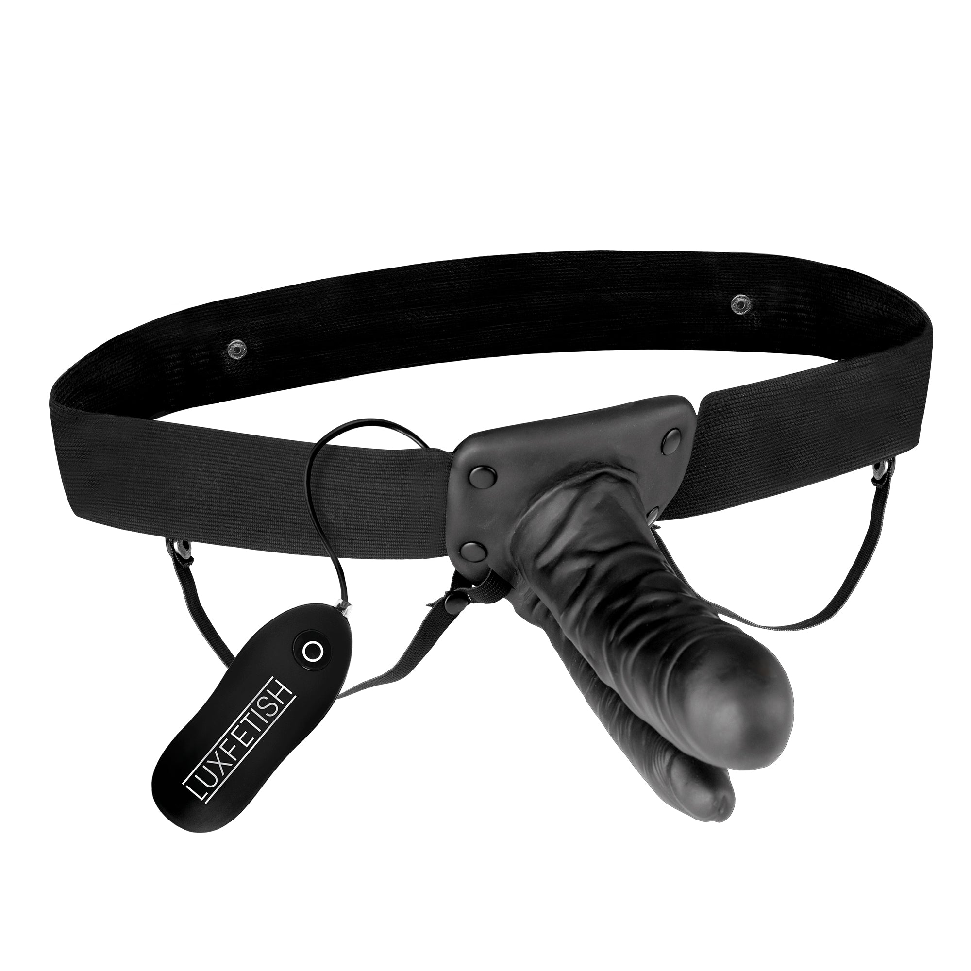 Unisex Vibrating Hollow Double Penetration Strap-On Dildo | Lux Fetish Unisex Vibrating Hollow Double Penetration Strap-On Dildo | Lux Fetish