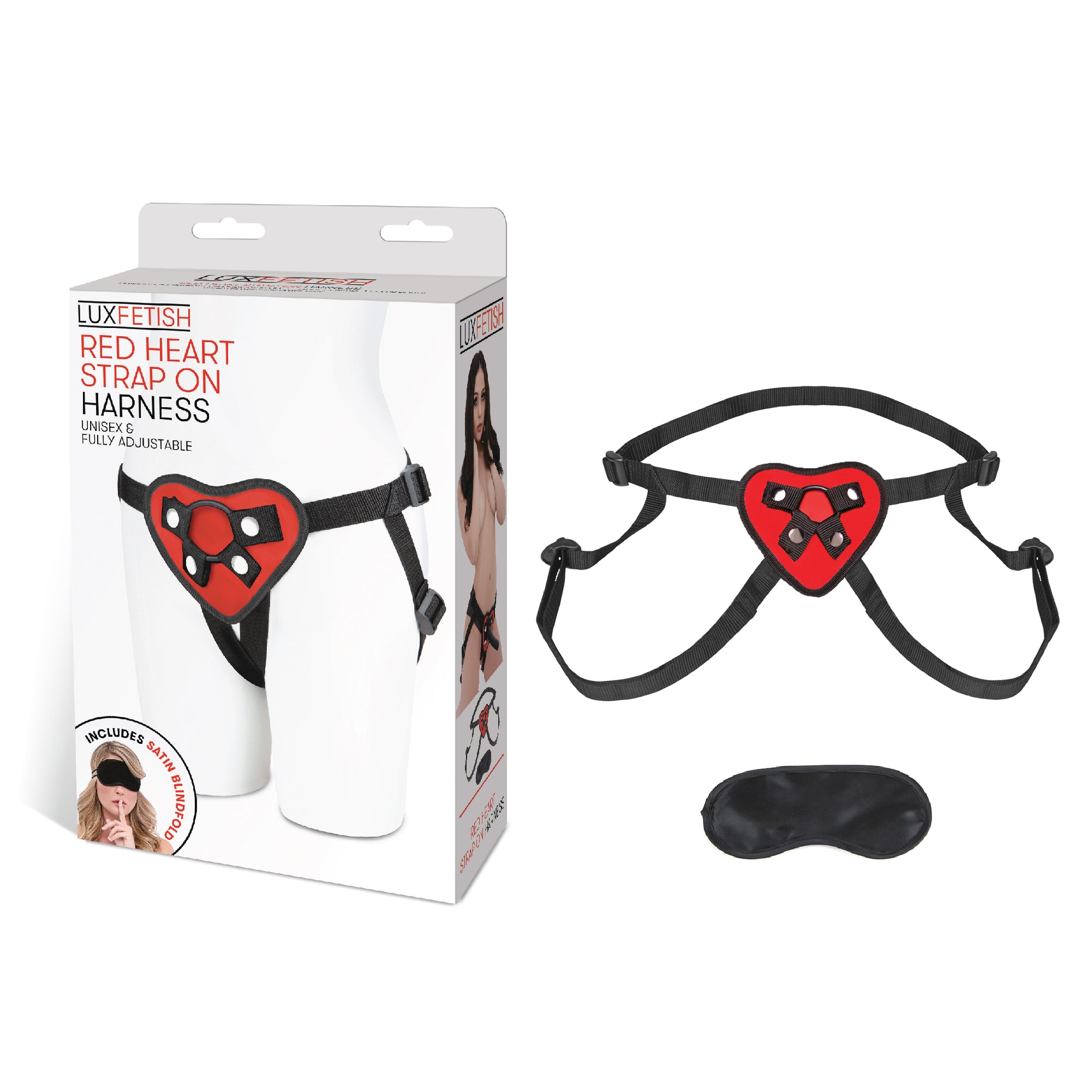 Lux Fetish Red Heart Strap on Harness