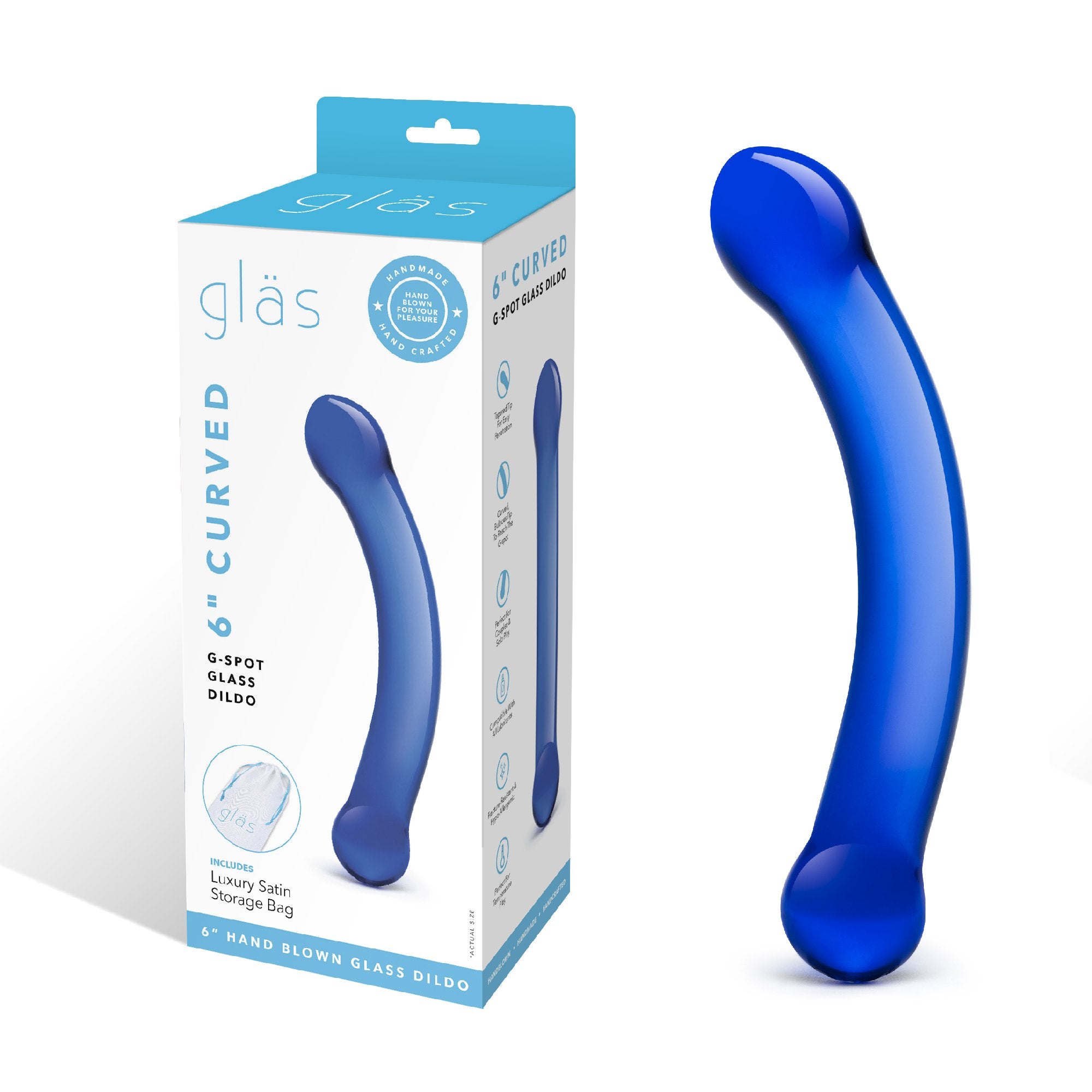 G-Spot Stimulation Realistic Curved Blue Glass Dildo 6" G-Spot Stimulation Realistic Curved Blue Glass Dildo 6"
