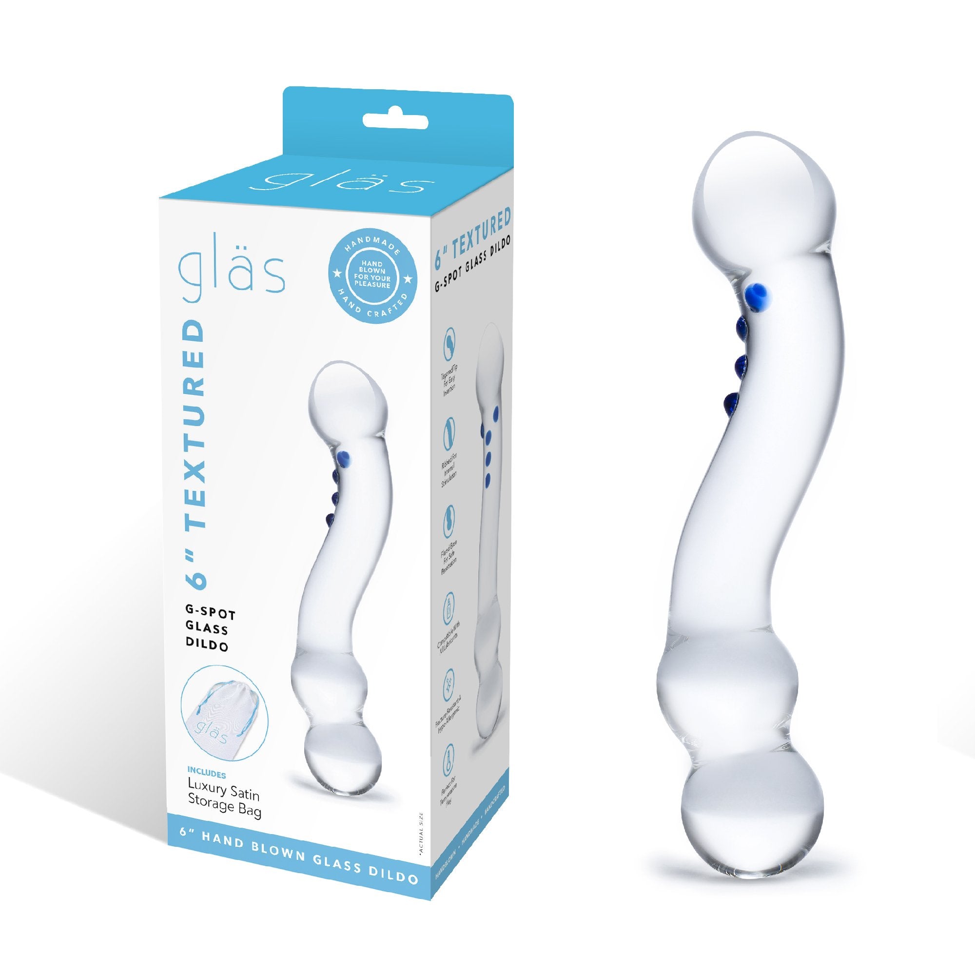 Curved Realistic Glass Dildo 6" For G Spot Stimulation Curved Realistic Glass Dildo 6" For G Spot Stimulation