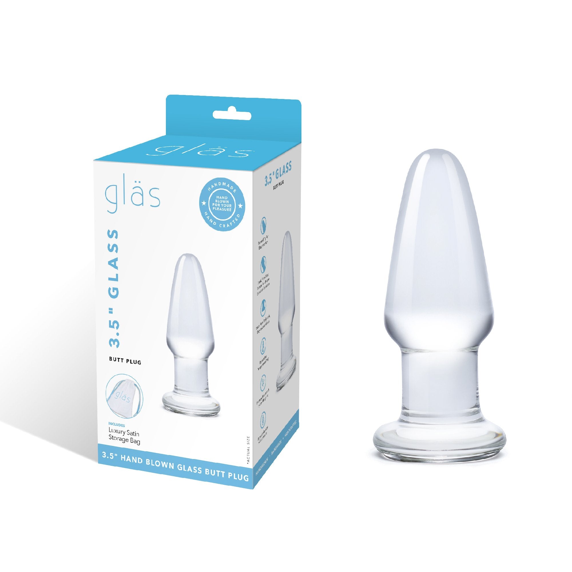 Packaging of the Gläs 3.5 inch Glass Butt Plug