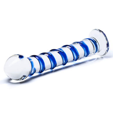 Gläs Blue Spiral Glass Dildo