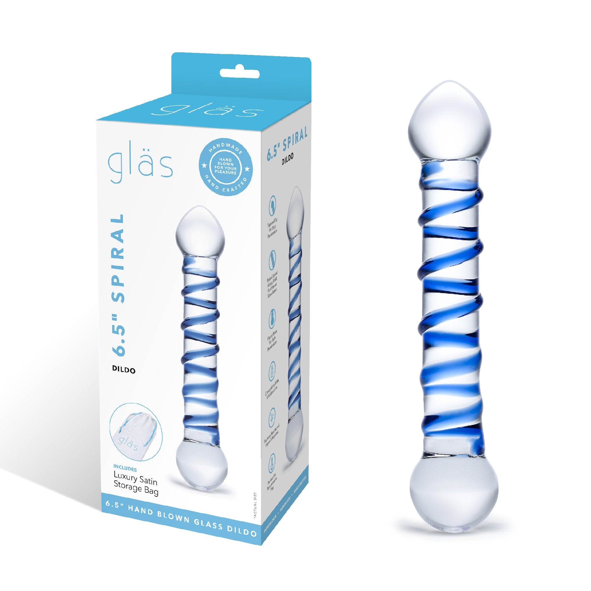 Packaging of the Gläs 6.5 inch Spiral Glass Dildo
