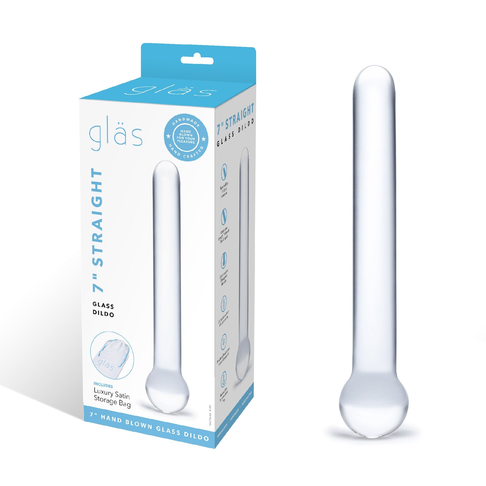 Packaging of the Gläs 7 inch Straight Glass Dildo