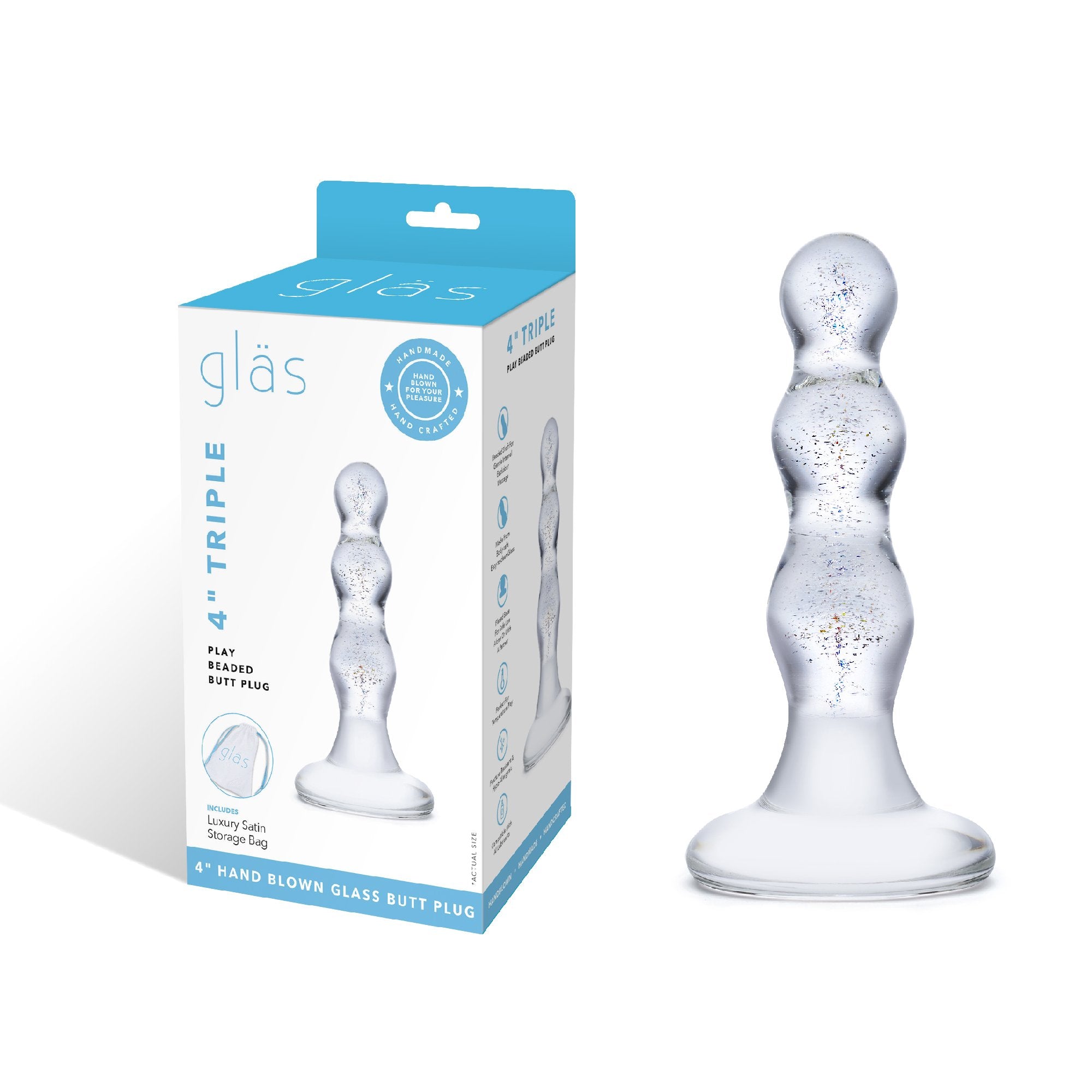 Packaging of the Gläs Triple Play Beaded Glass Butt Plug