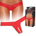 Hustler Crotchless Pleasure Panties with Pearl Beads - Red