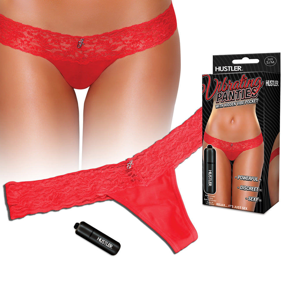 Vibrating Panties with Hidden Bullet Vibrator (Red) - Lux Fetish Vibrating Panties with Hidden Bullet Vibrator (Red) - Lux Fetish