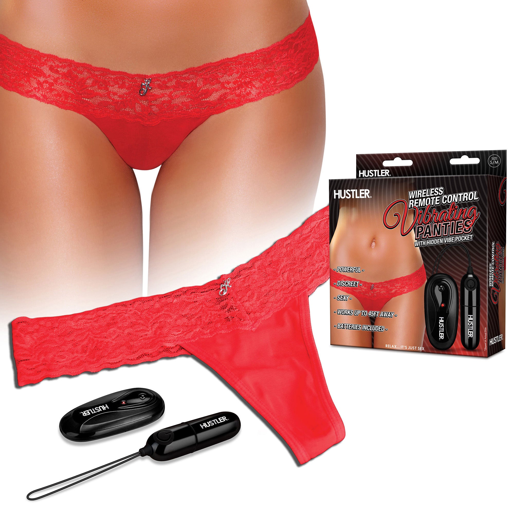 Wireless Remote Control Vibrating Panties with Hidden Vibe Pocket - Red