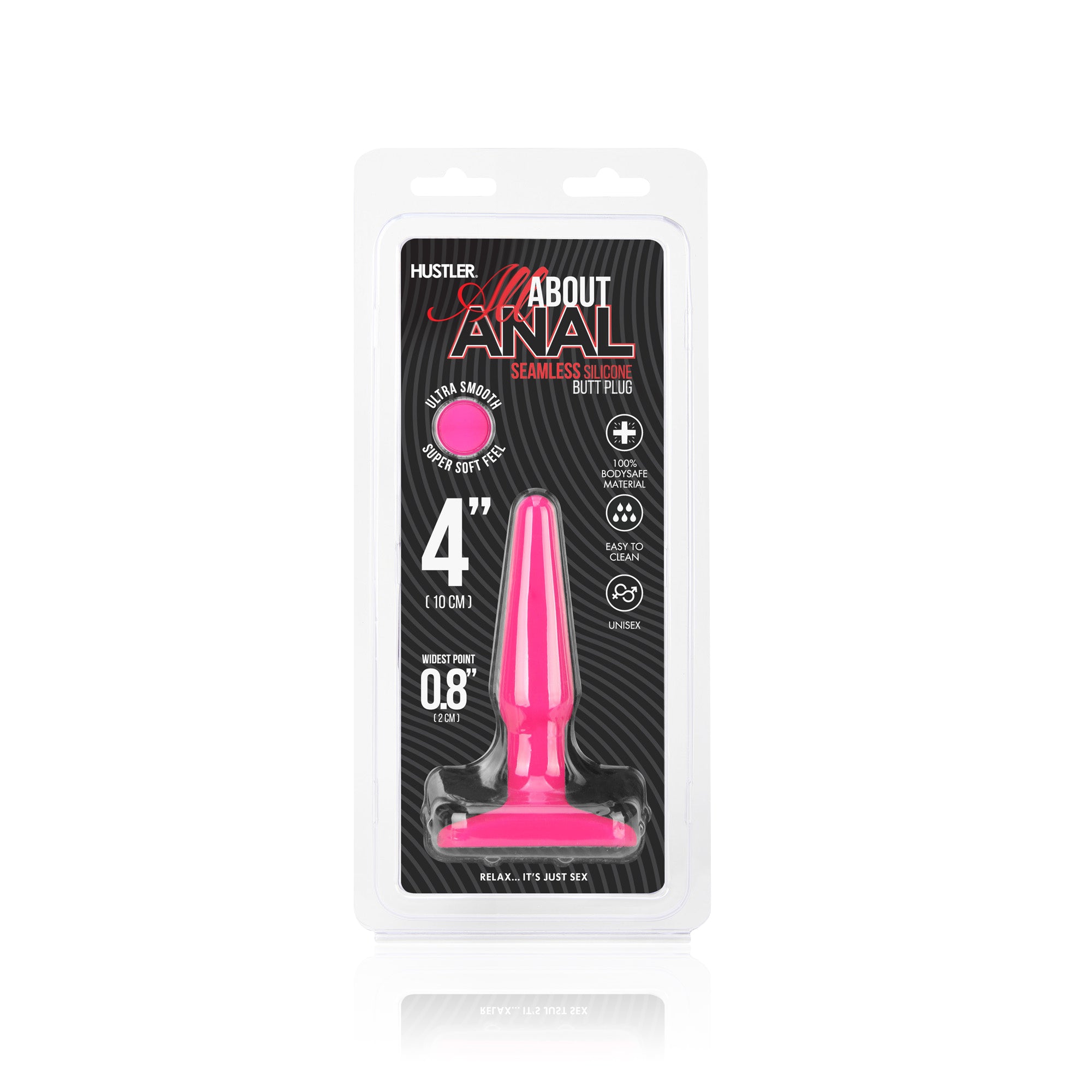 Hustler Seamless Silicone Butt Plug 4" - Hot Pink
