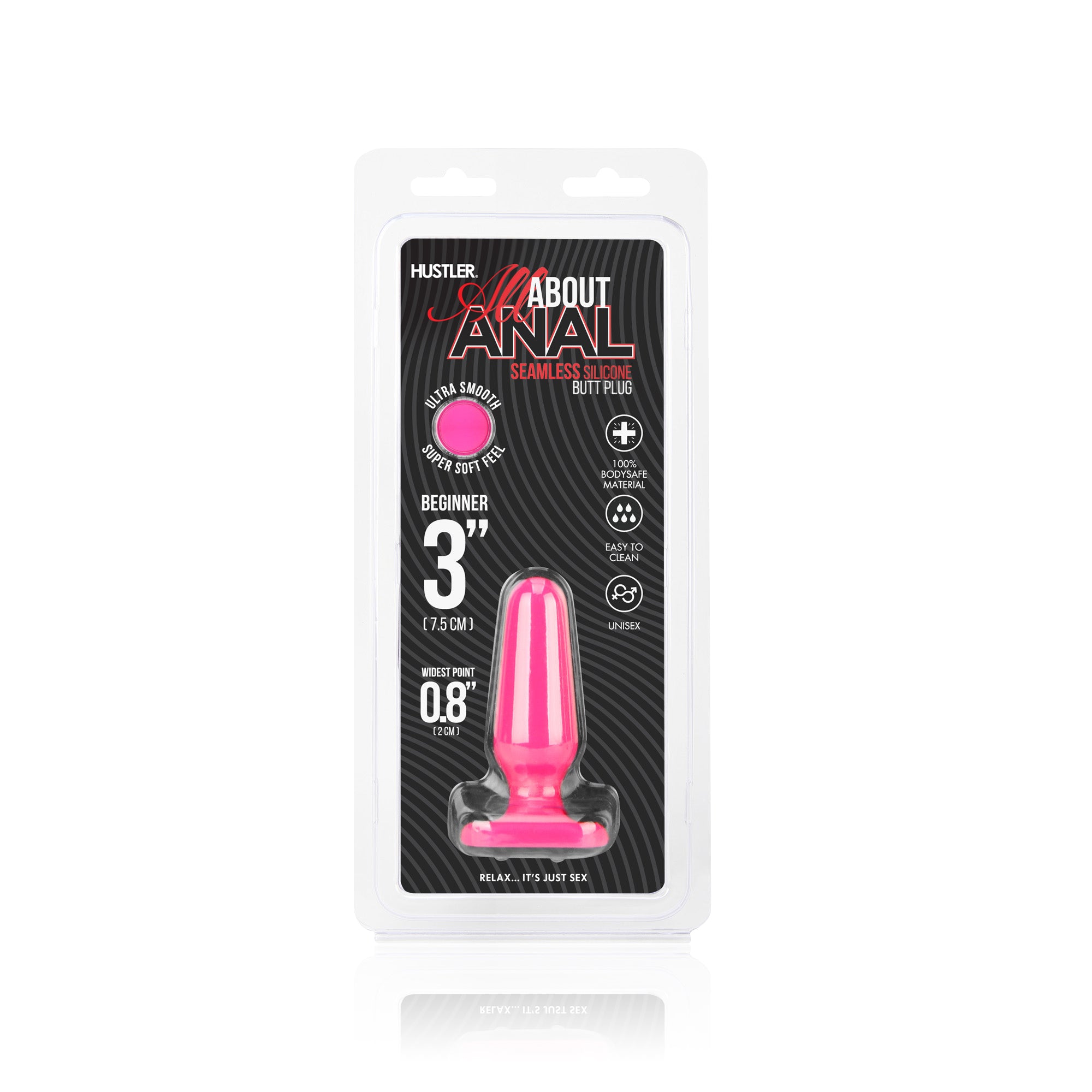 Hustler Seamless Silicone Butt Plug 3" - Hot Pink